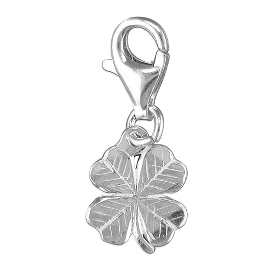 Silver Four Leafed Clover Clip-on Charm - John Ross Jewellers