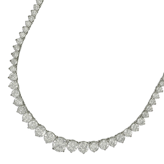 Silver Graduated CZ Line Necklace | 44cm - John Ross Jewellers