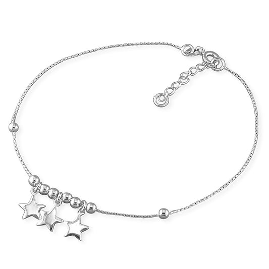 Silver Anklet - Three Stars
