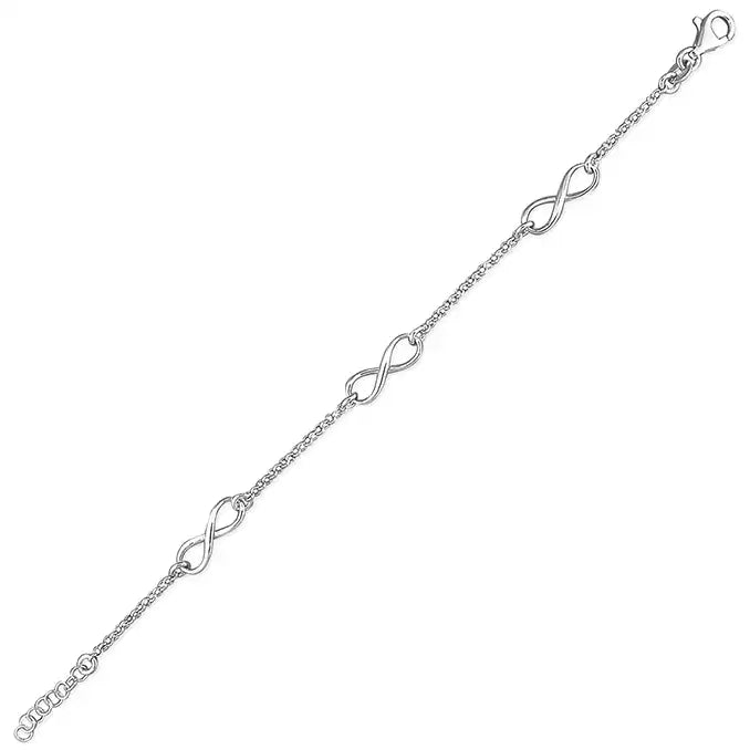 Silver Triple Infinity Bracelet