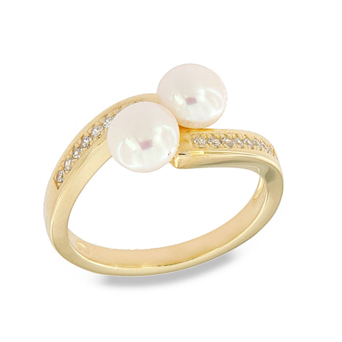 Sunshine Freshwater Pearl Crossover Ring | 5mm - John Ross Jewellers