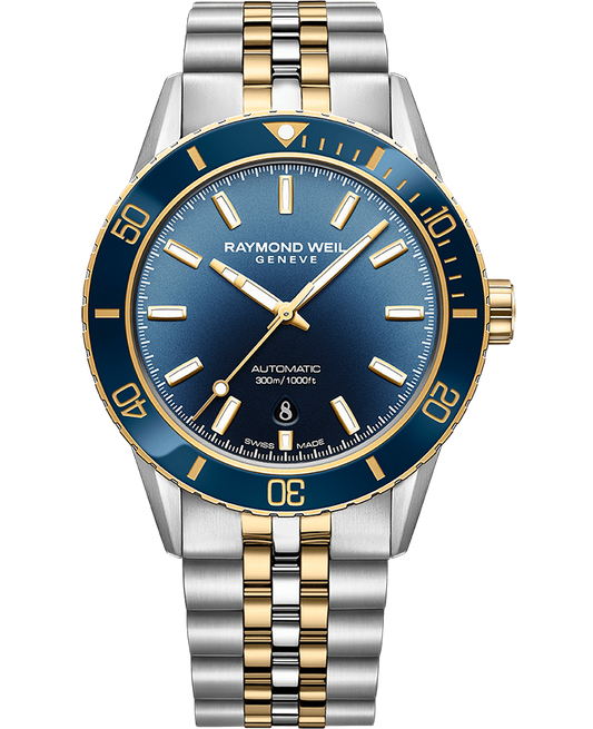 Raymond Weil FREELANCER Diver Automatic 42.5mm Two-Tone, Blue Dial - John Ross Jewellers