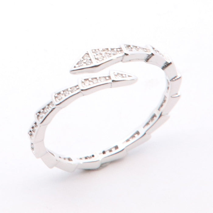 Silver CZ Serpent Wraparound Ring