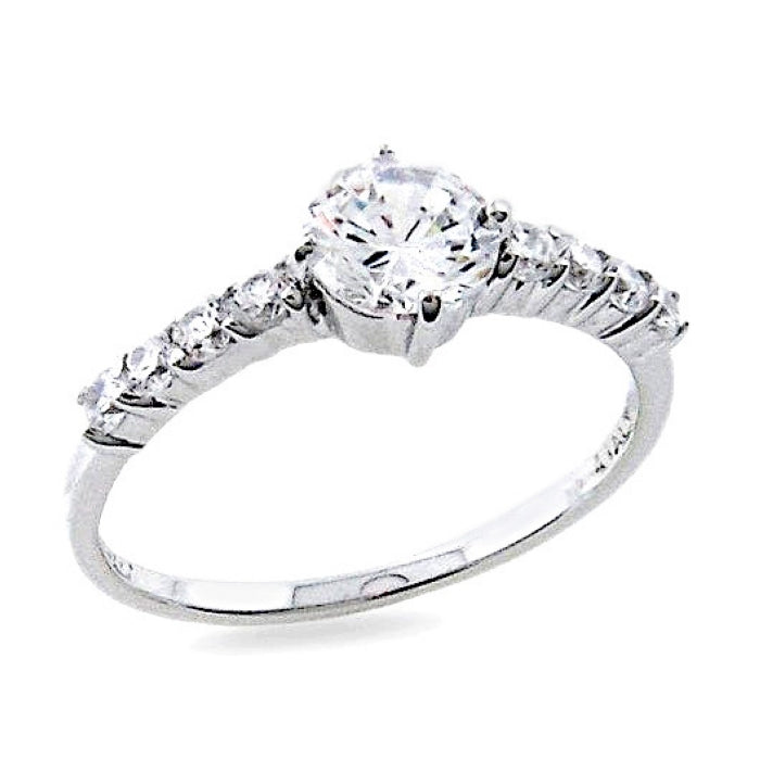 Silver CZ Solitaire Ring