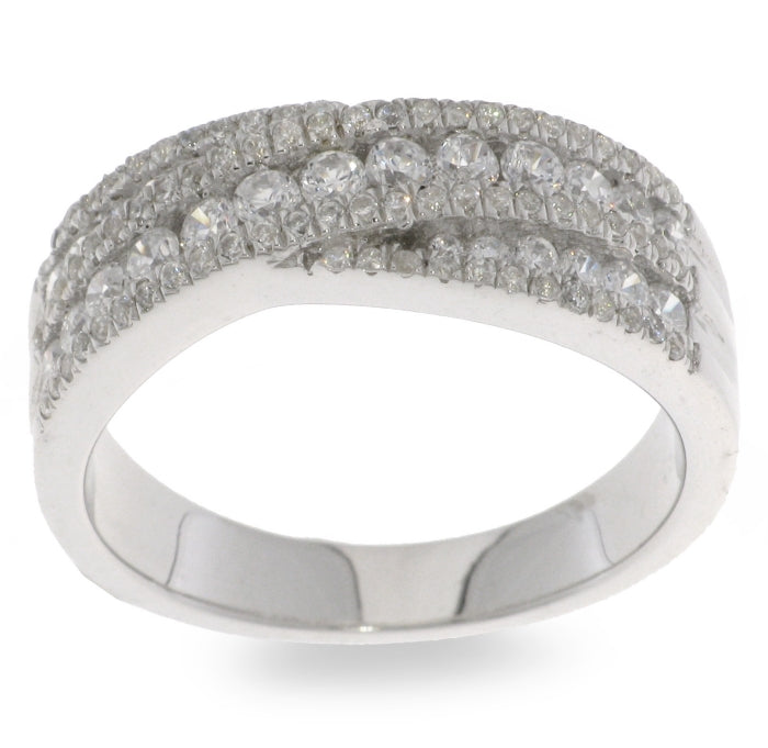 Silver CZ Crossover Ring