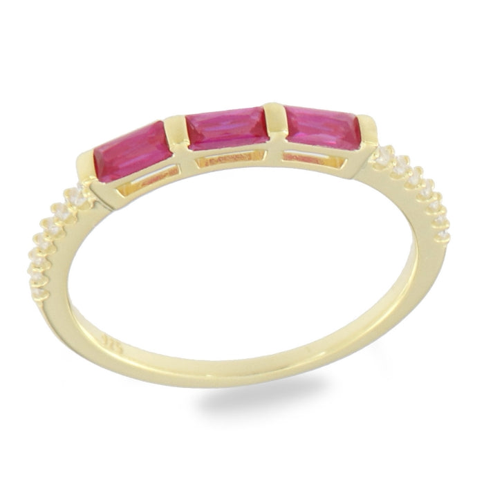 Sunshine Dainty Baguette Ring | Ruby Red