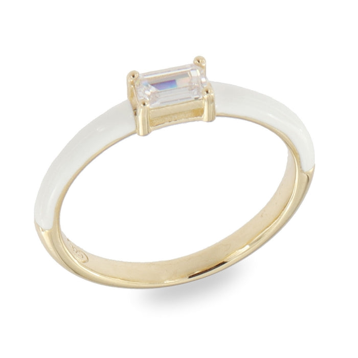 Sunshine CZ Ring | White Enamel