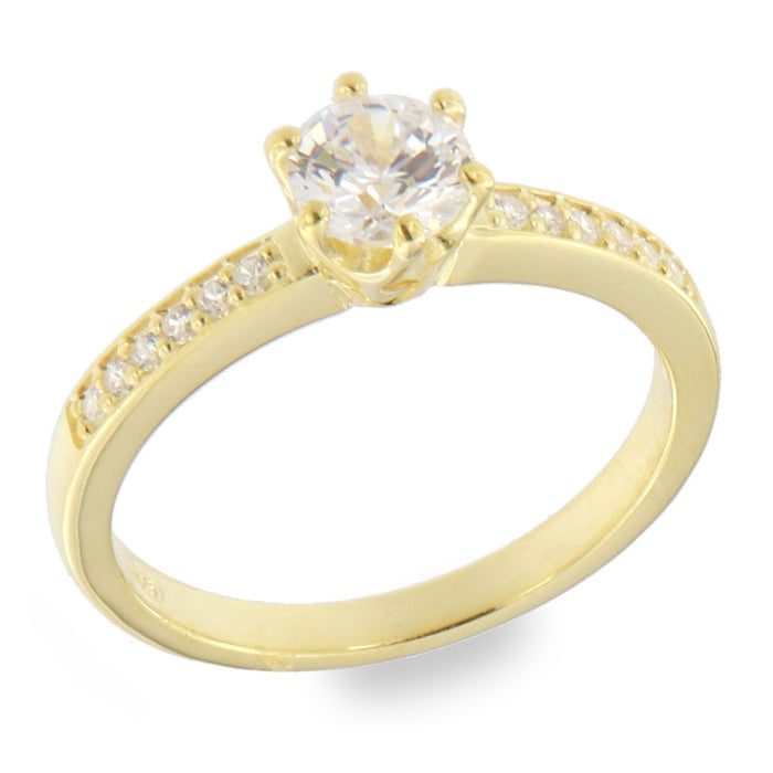 Sunshine CZ Solitaire Ring with with Shoulders - John Ross Jewellers