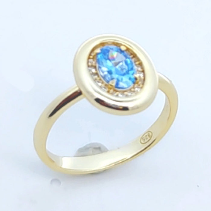 Sunshine Oval CZ Ring | Sky Blue