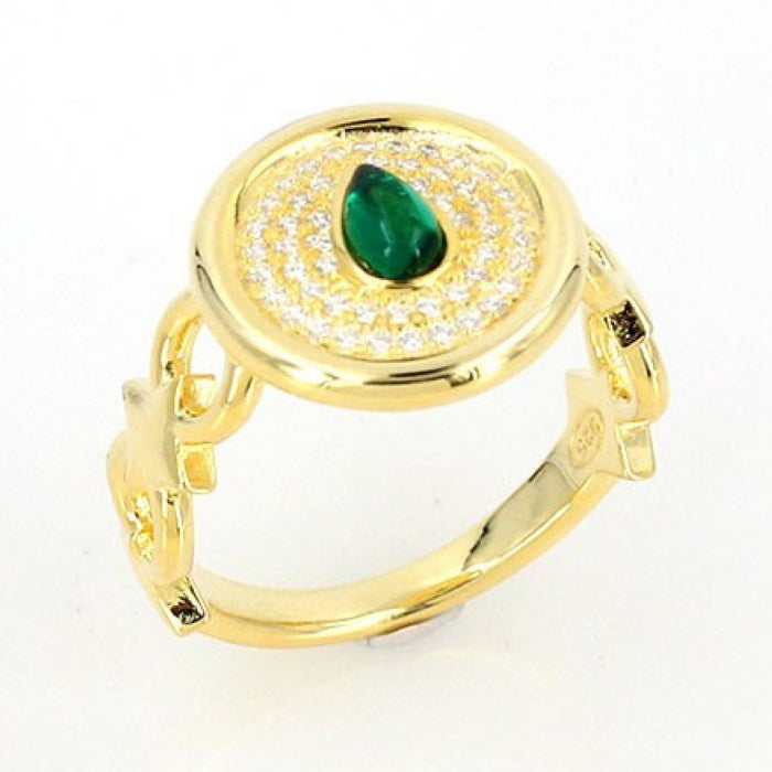 Sunshine Pear CZ Ring | Emerald Green