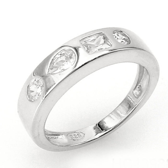 Silver Multi CZ Band Ring