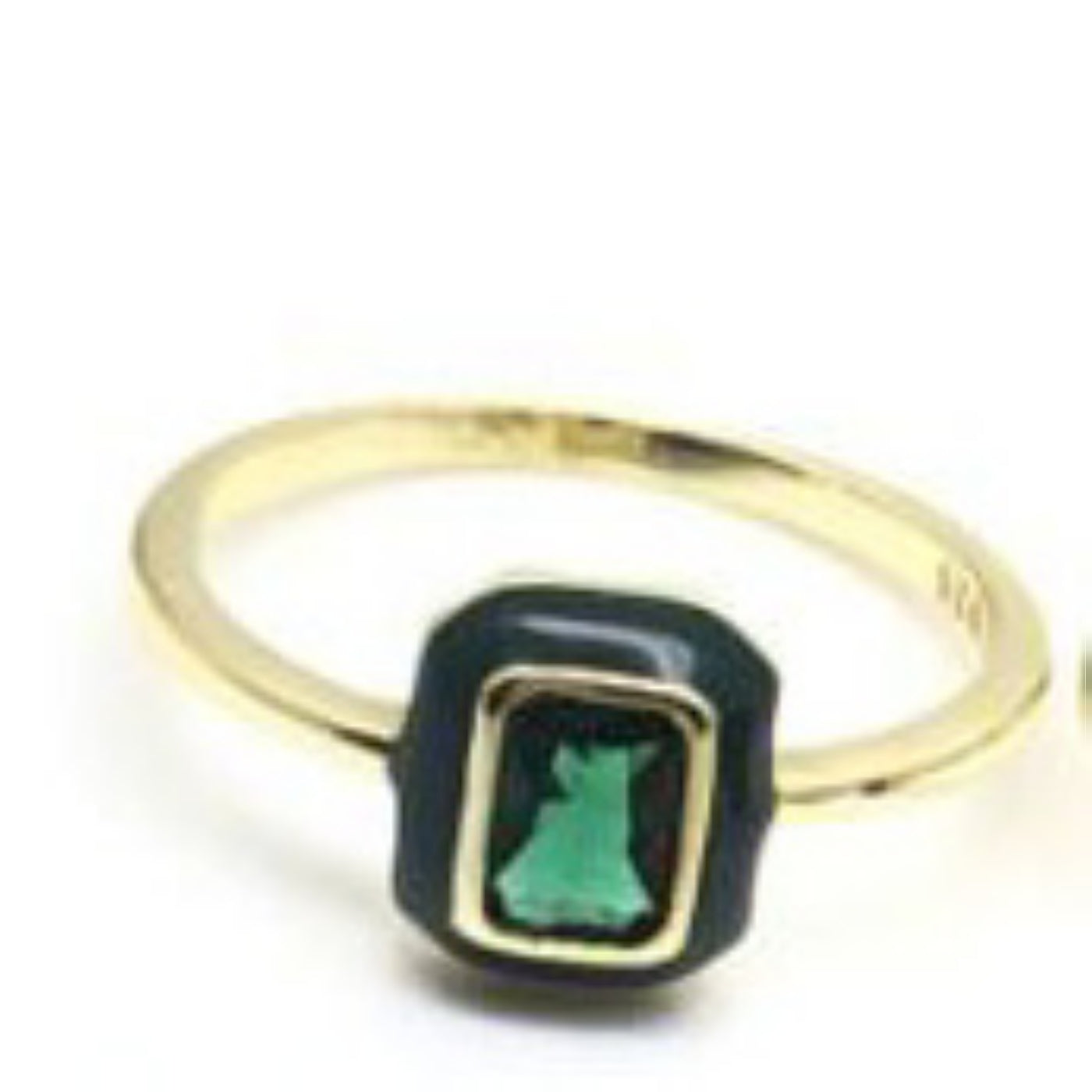 Sunshine Emerald Green Enamel & CZ Ring - John Ross Jewellers