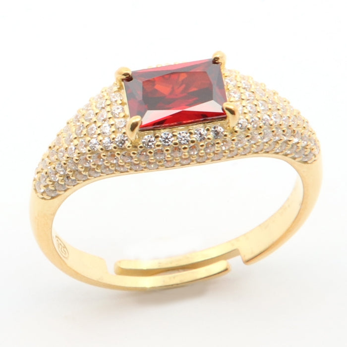Sunshine CZ Chevalier Ring | Garnet Red - John Ross Jewellers