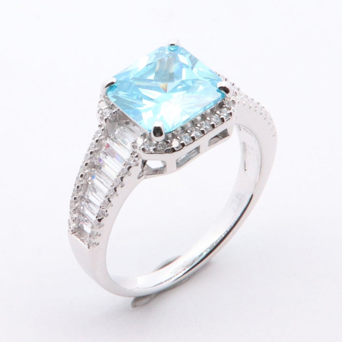 Sunshine Statement Halo Ring | Aqua Blue