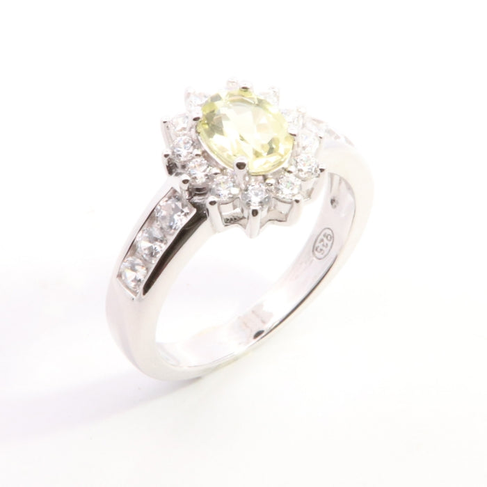 Silver Peridot & CZ Cluster Ring