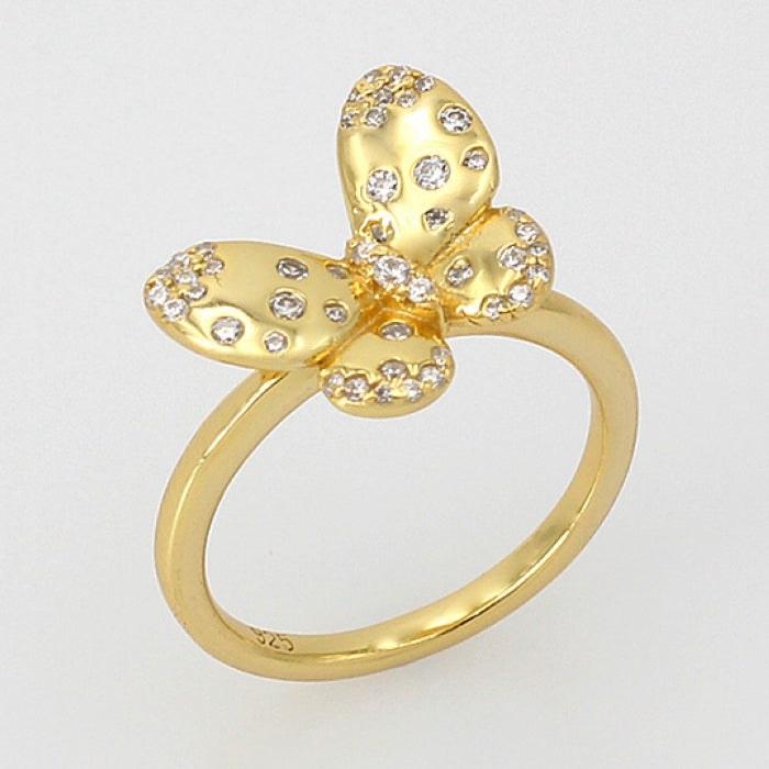 Sunshine CZ Speckled Butterfly Ring