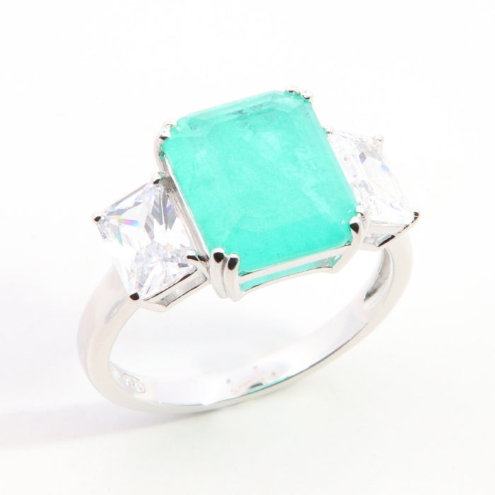 Silver CZ Statement Trilogy Ring | Paraiba