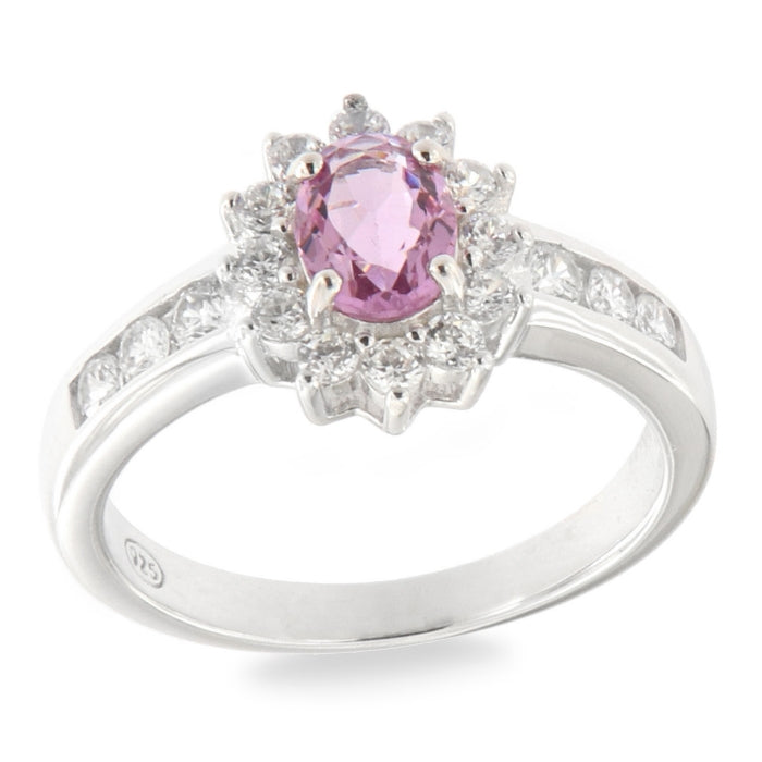 Silver CZ Diana Cluster Ring | Amethyst
