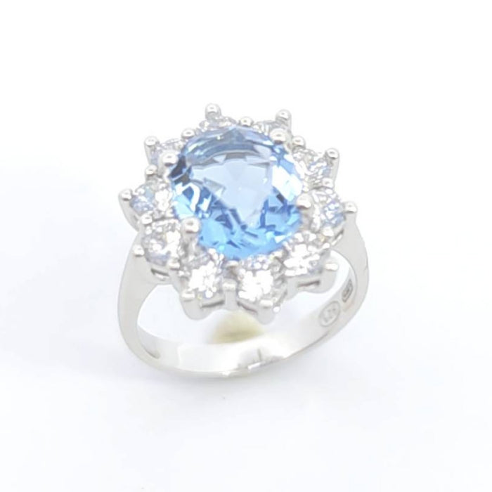 Silver Oval Cluster Ring | Aqua