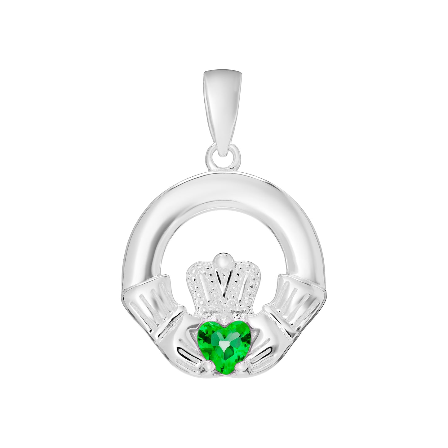 Silver Claddagh Birthstone Necklace - John Ross Jewellers