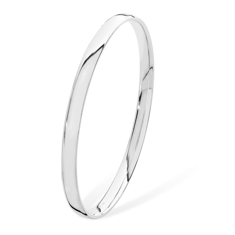 Silver Solid Court Shaped Bangle | 5mm - John Ross Jewellers