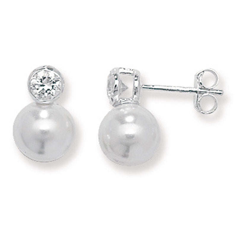 Silver Pearl & CZ Stud Earrings - John Ross Jewellers