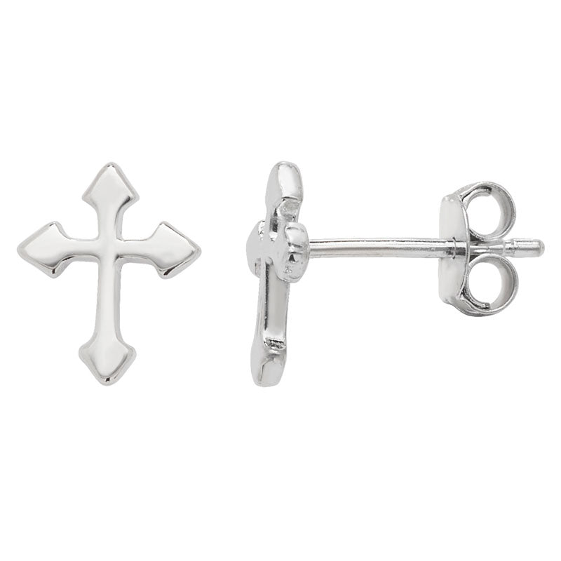 Silver Orthodox Cross Stud Earrings - John Ross Jewellers