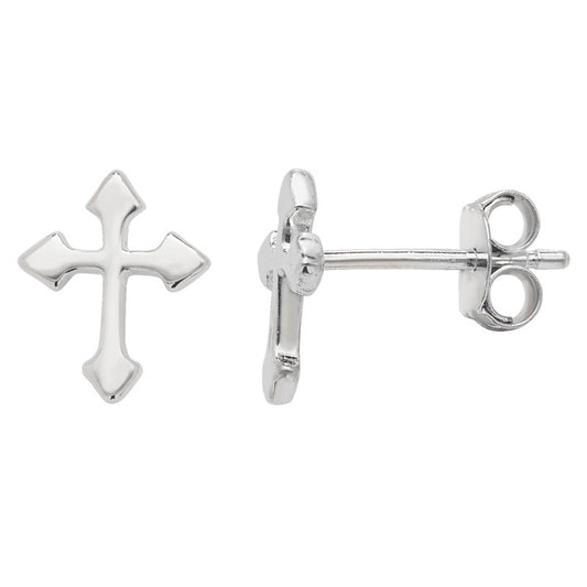 Silver Orthodox Cross Stud Earrings - John Ross Jewellers