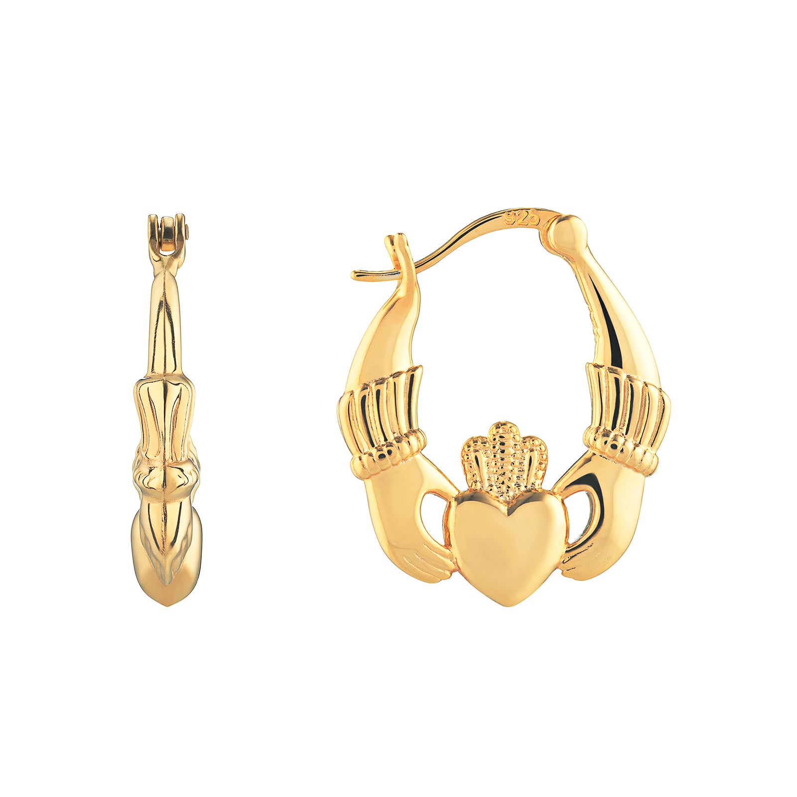 Sunshine Claddagh Hoop Earrings - John Ross Jewellers