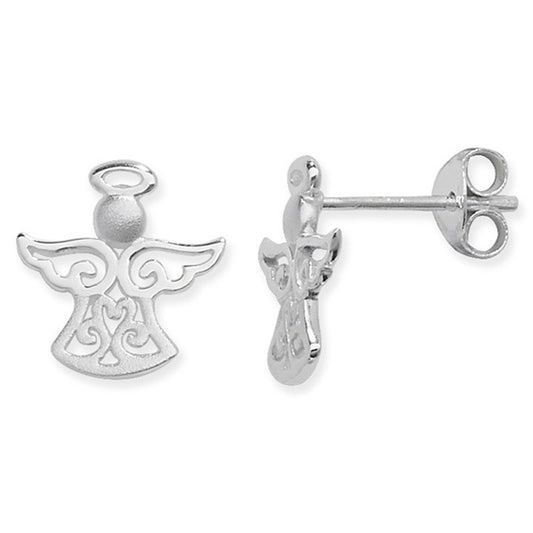 Silver Angel Filigree Stud Earrings - John Ross Jewellers