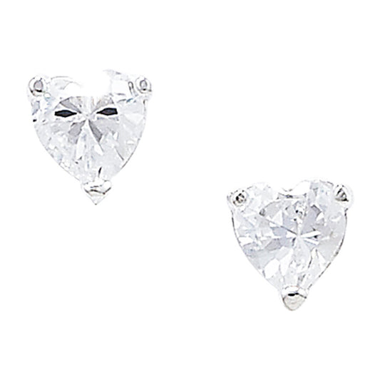Silver Heart CZ Stud Earrings - John Ross Jewellers