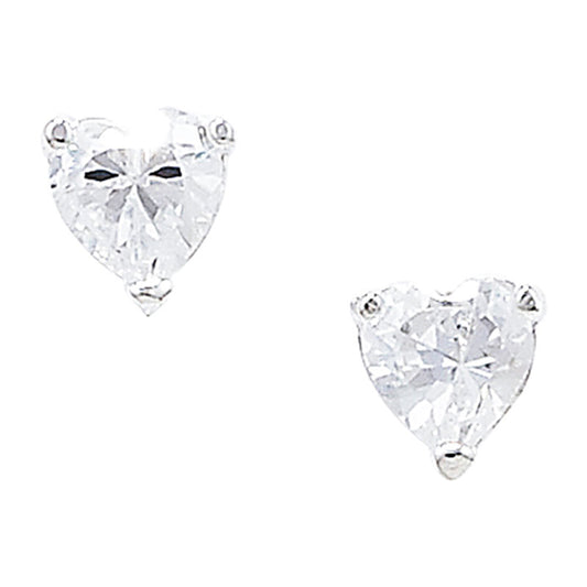 Silver Heart CZ Stud Earrings