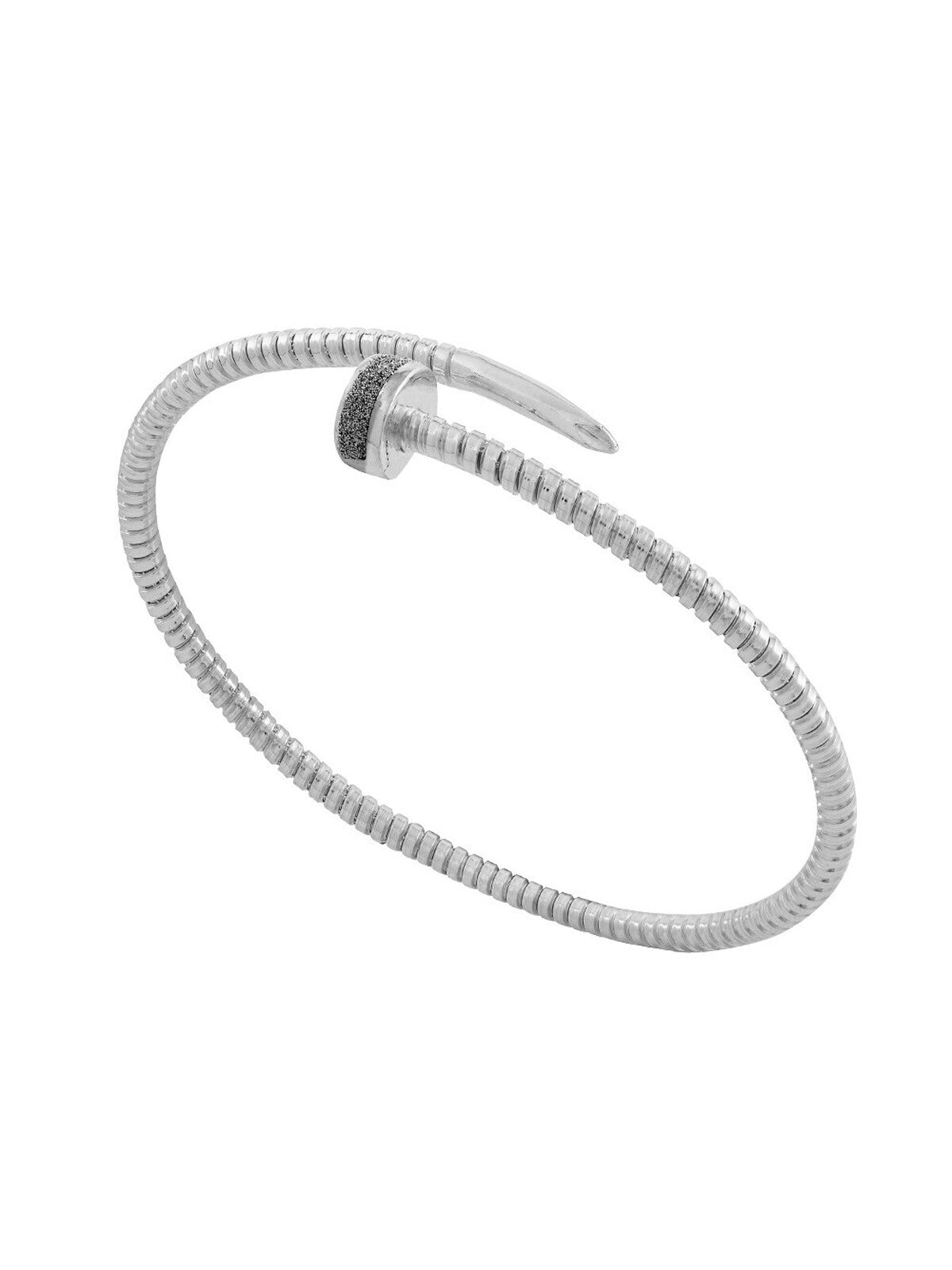 REBECCA Silver Nail Detail Diamond Dust Cuff