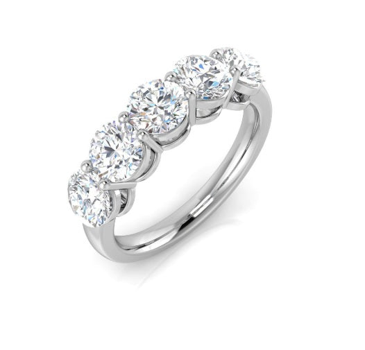 Platinum five-stone lab eternity ring with 2.01ct diamonds from LMJ, featuring a sleek and elegant design.
