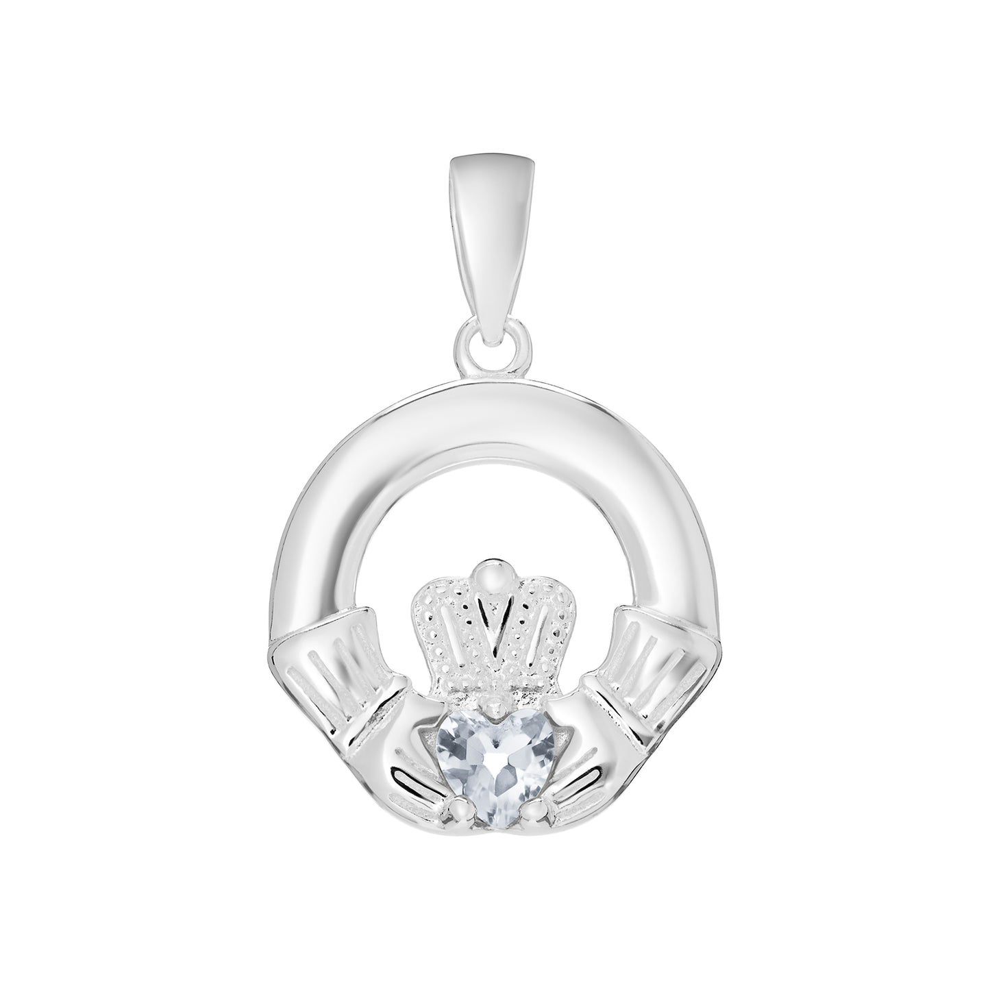 Silver Claddagh Birthstone Necklace - John Ross Jewellers