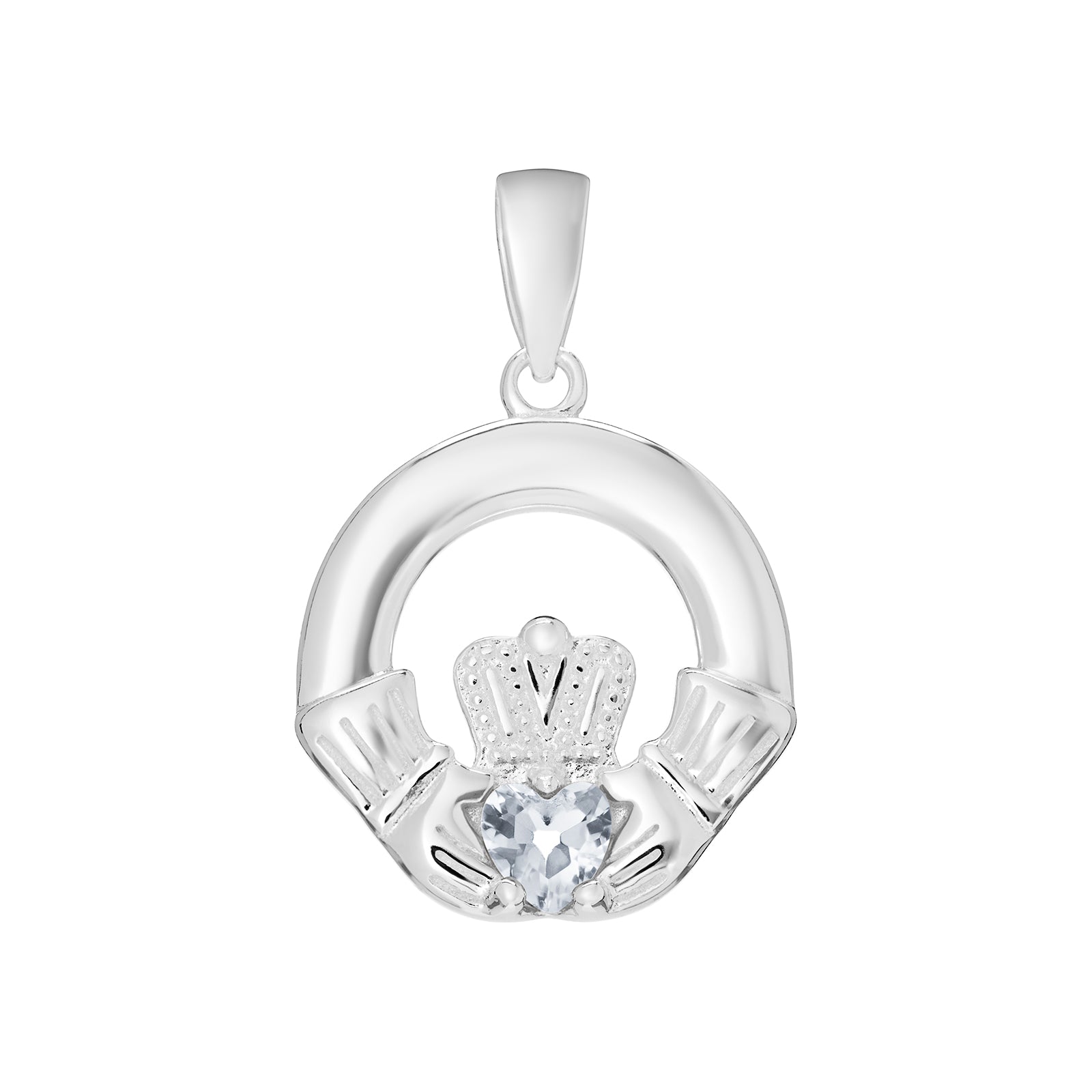 Silver Claddagh Birthstone Necklace - John Ross Jewellers