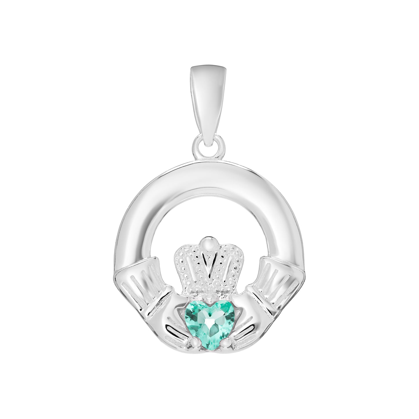 Silver Claddagh Birthstone Necklace - John Ross Jewellers