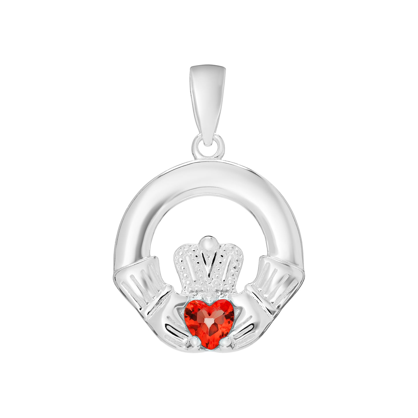 Silver Claddagh Birthstone Necklace - John Ross Jewellers