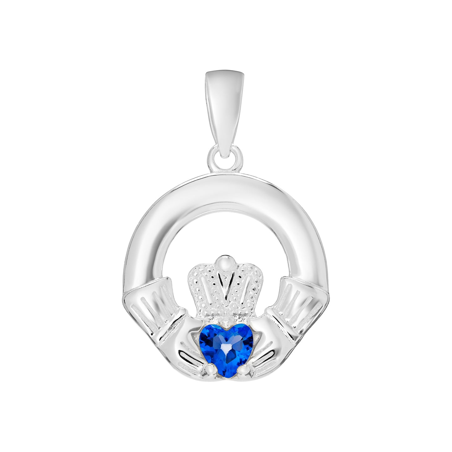 Silver Claddagh Birthstone Necklace - John Ross Jewellers