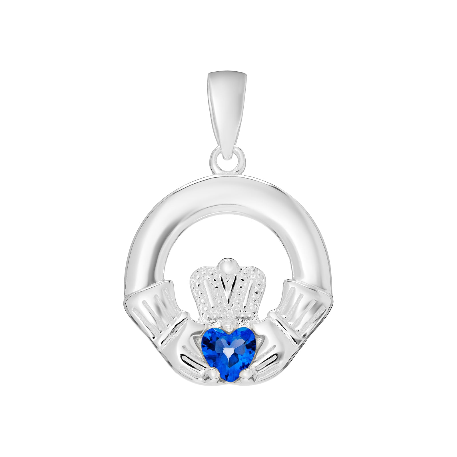 Silver Claddagh Birthstone Necklace - John Ross Jewellers