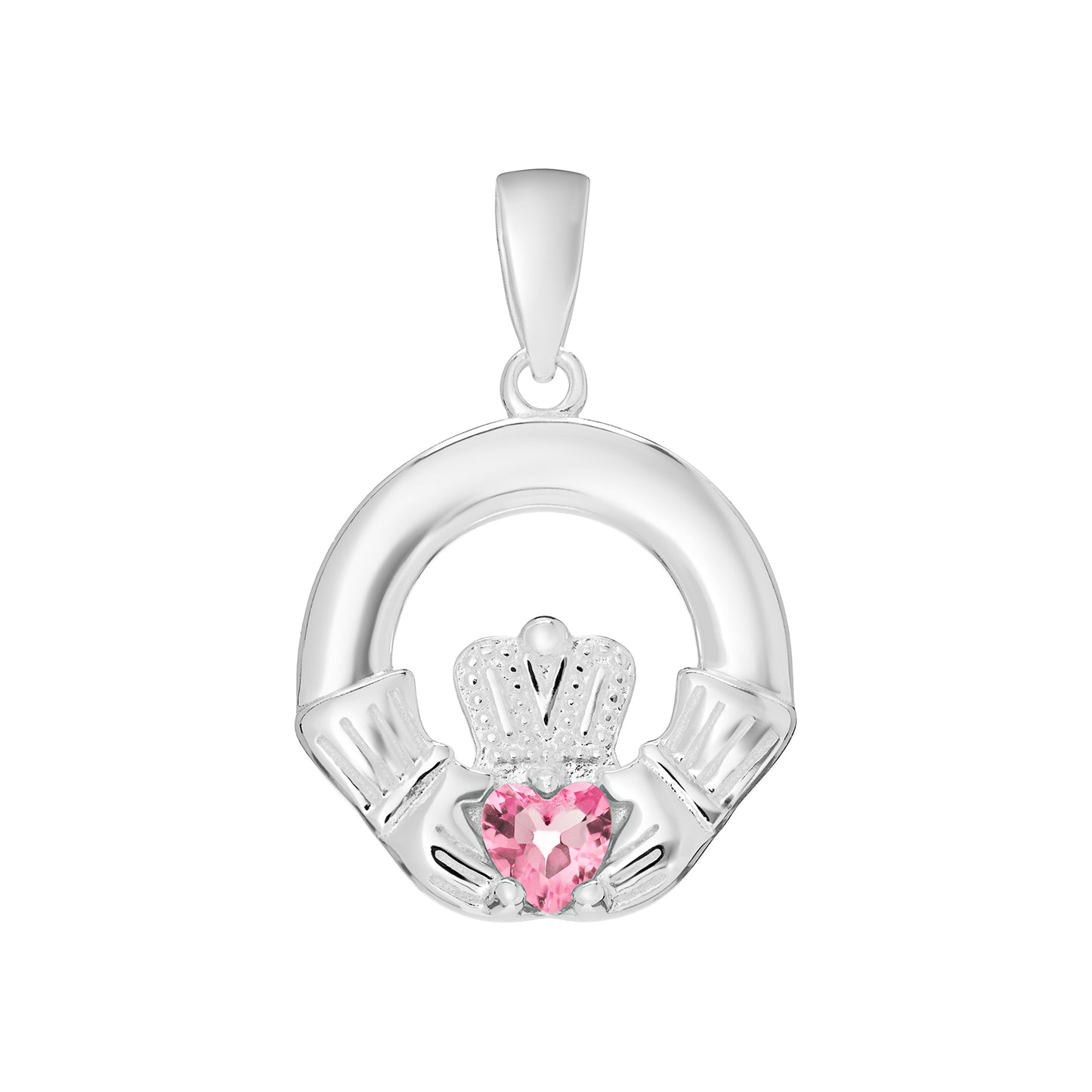 Silver Claddagh Birthstone Necklace - John Ross Jewellers