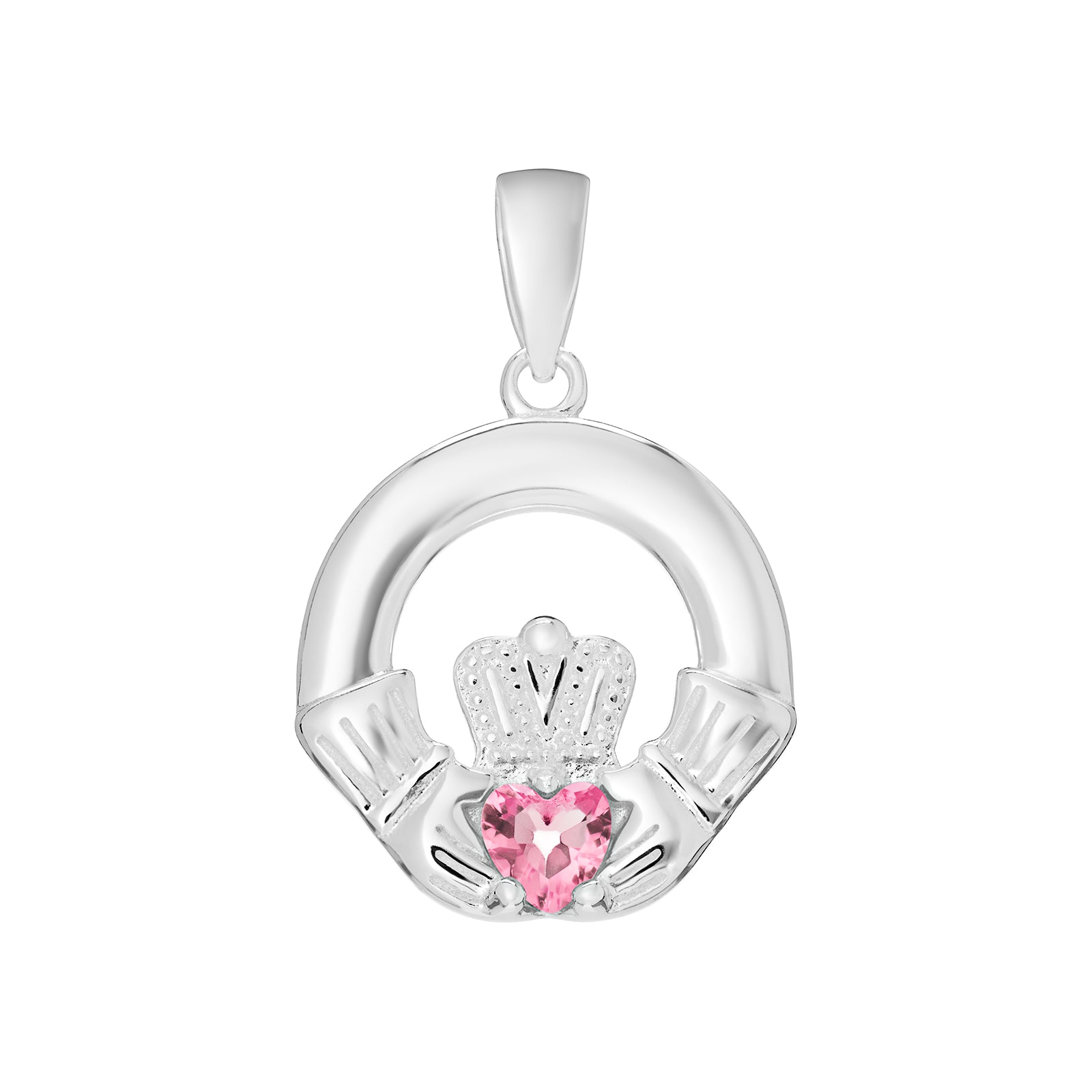 Silver Claddagh Birthstone Necklace - John Ross Jewellers