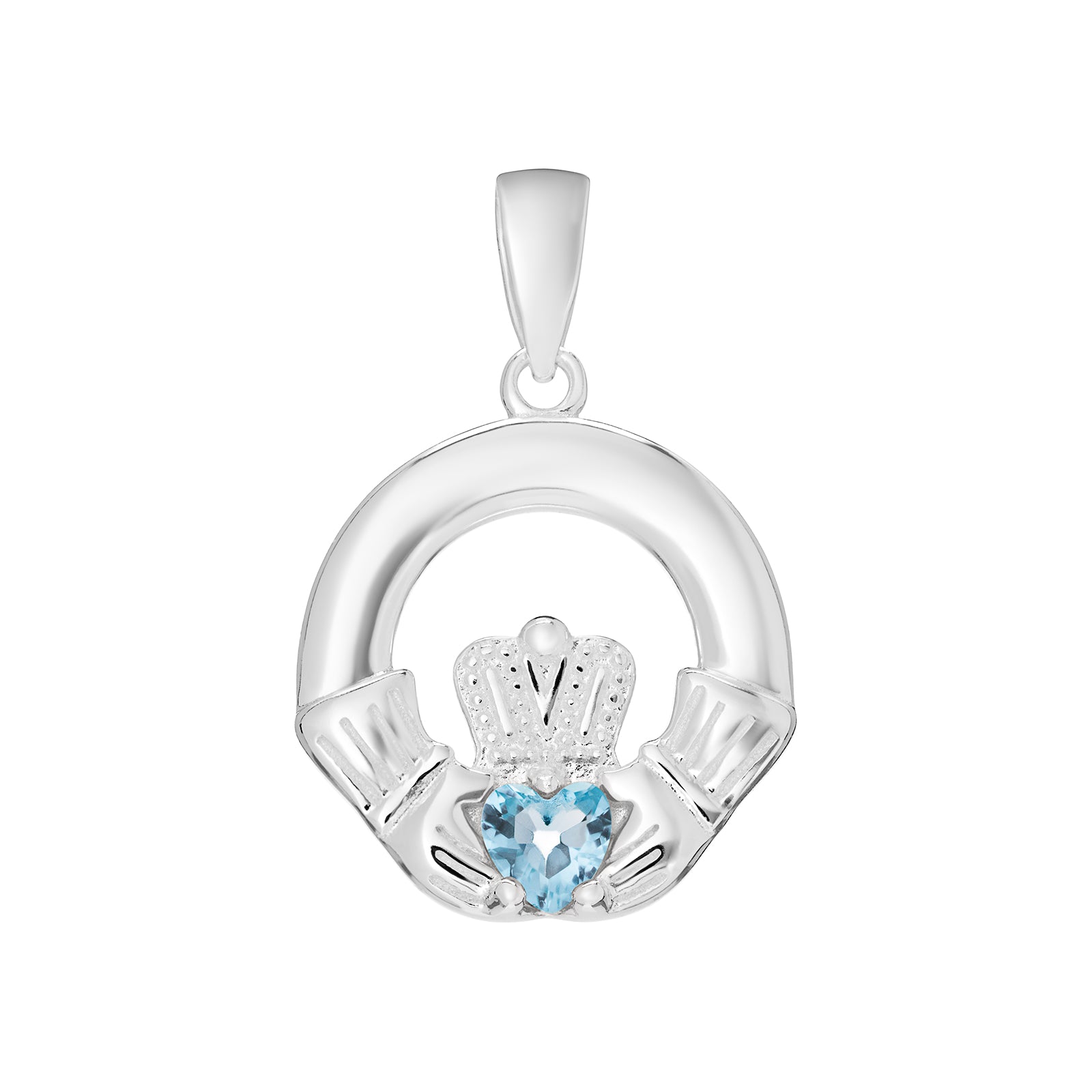 Silver Claddagh Birthstone Necklace - John Ross Jewellers