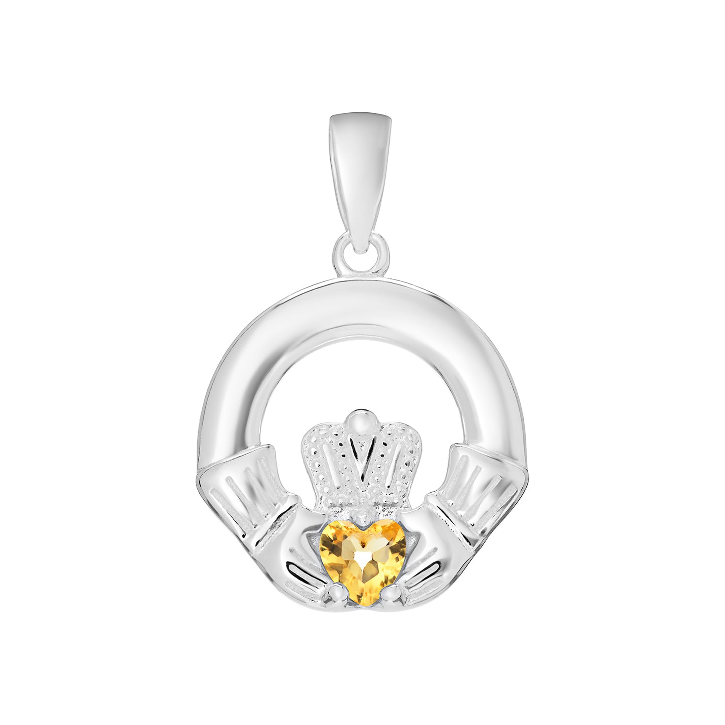 Silver Claddagh Birthstone Necklace - John Ross Jewellers