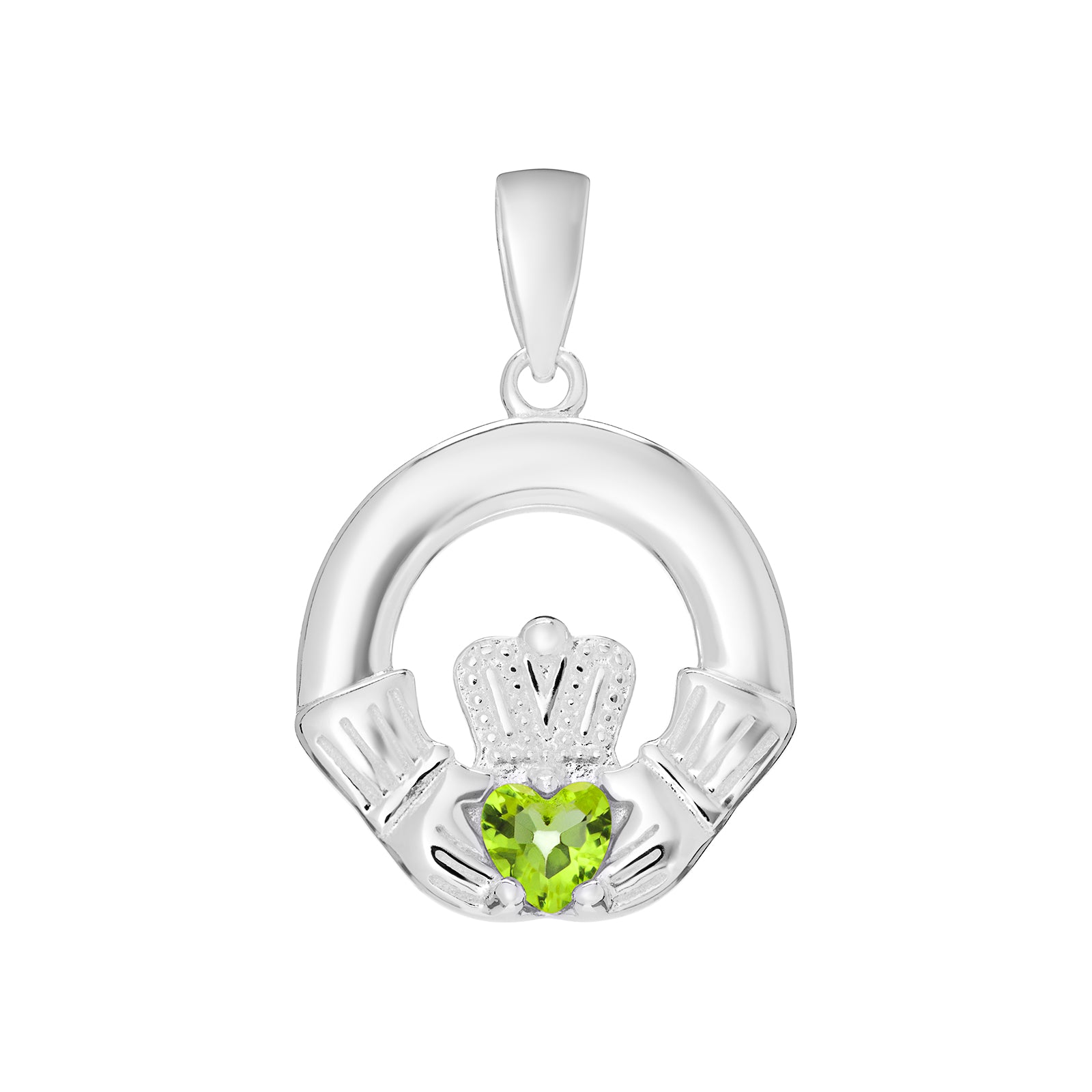 Silver Claddagh Birthstone Necklace - John Ross Jewellers