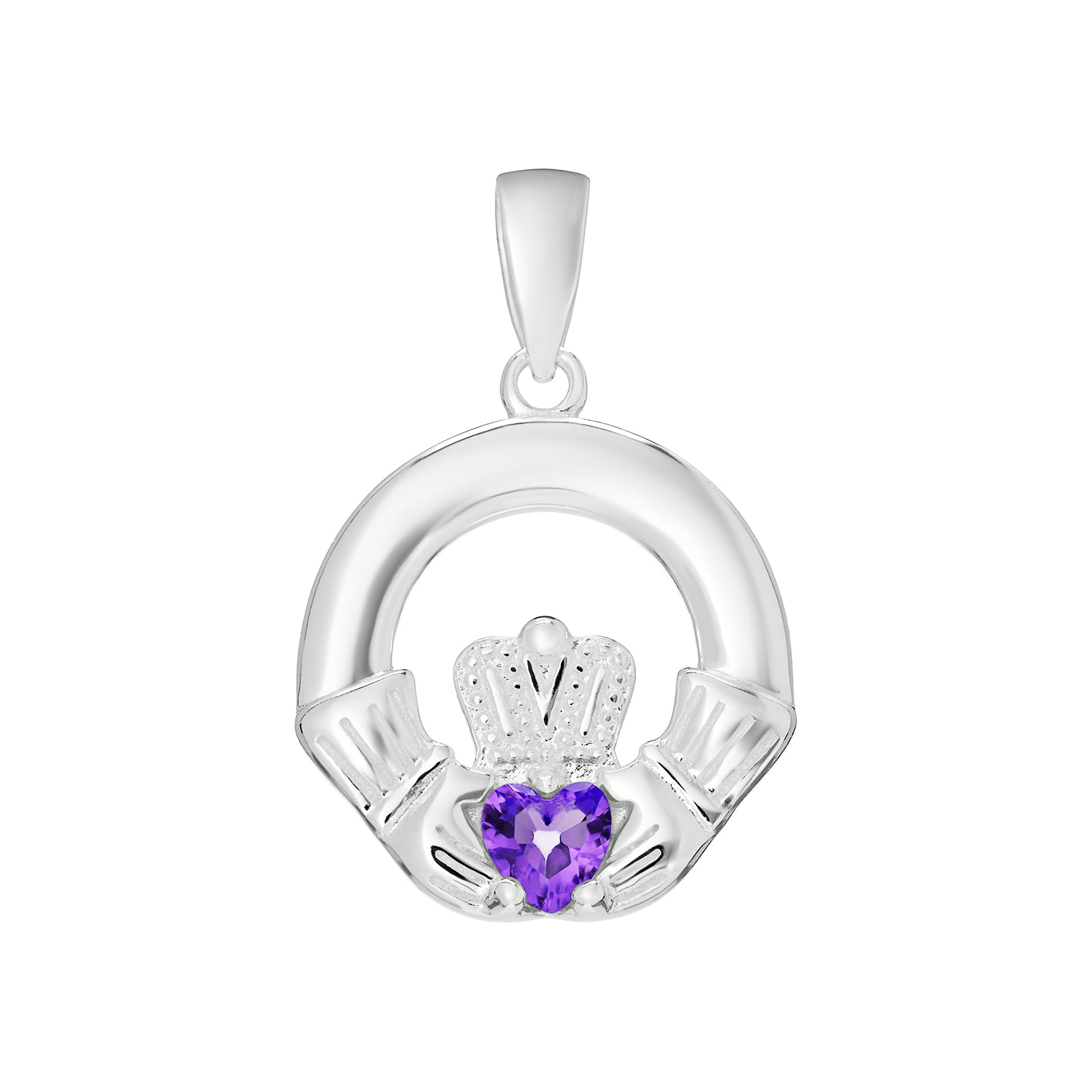 Silver Claddagh Birthstone Necklace - John Ross Jewellers