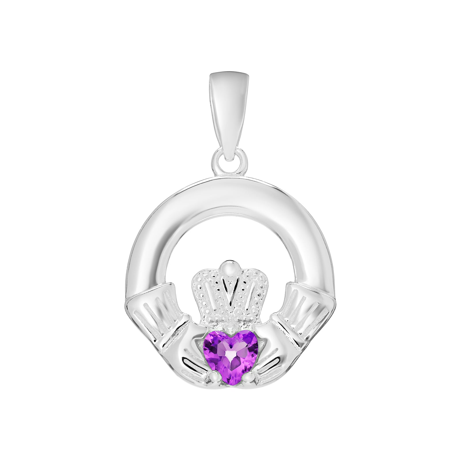 Silver Claddagh Birthstone Necklace - John Ross Jewellers