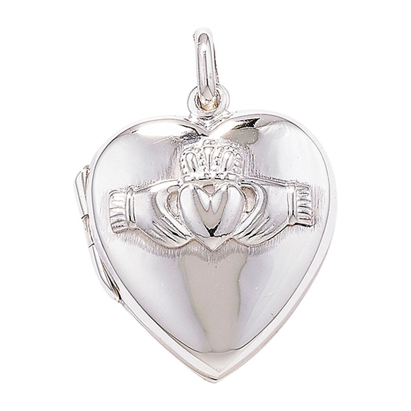 Silver Heart Claddagh Locket and Chain - John Ross Jewellers