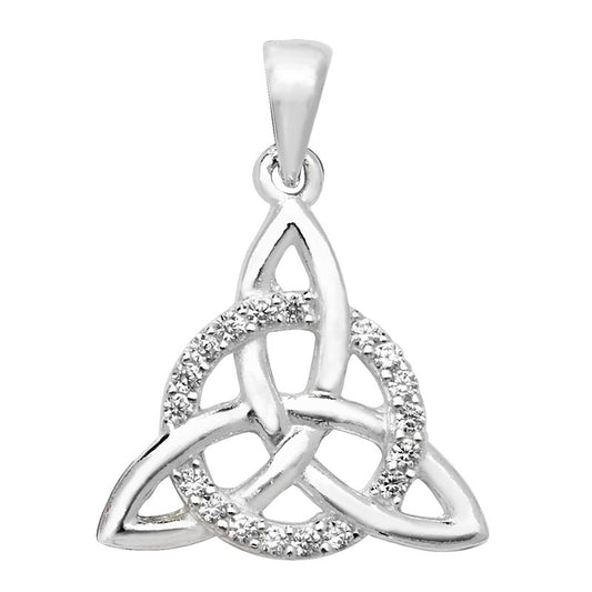 Silver CZ Eternity Trinity Knot Necklace