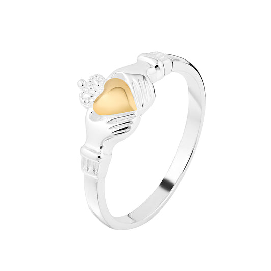 Silver Heart of Gold Claddagh Ring